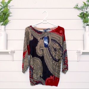 Chaps Paisley Light Sweater - New With Tag